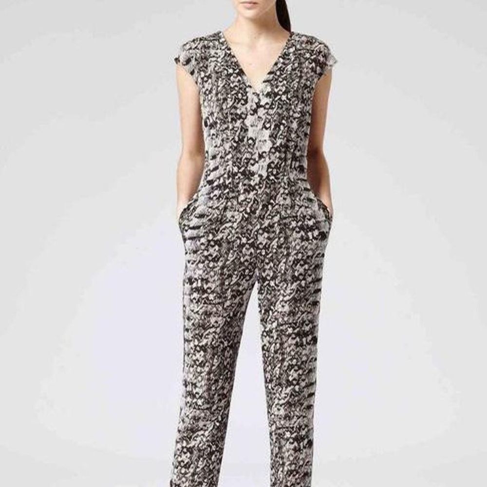 Reiss Monica Print Snake Print Jumpsuit Size 8